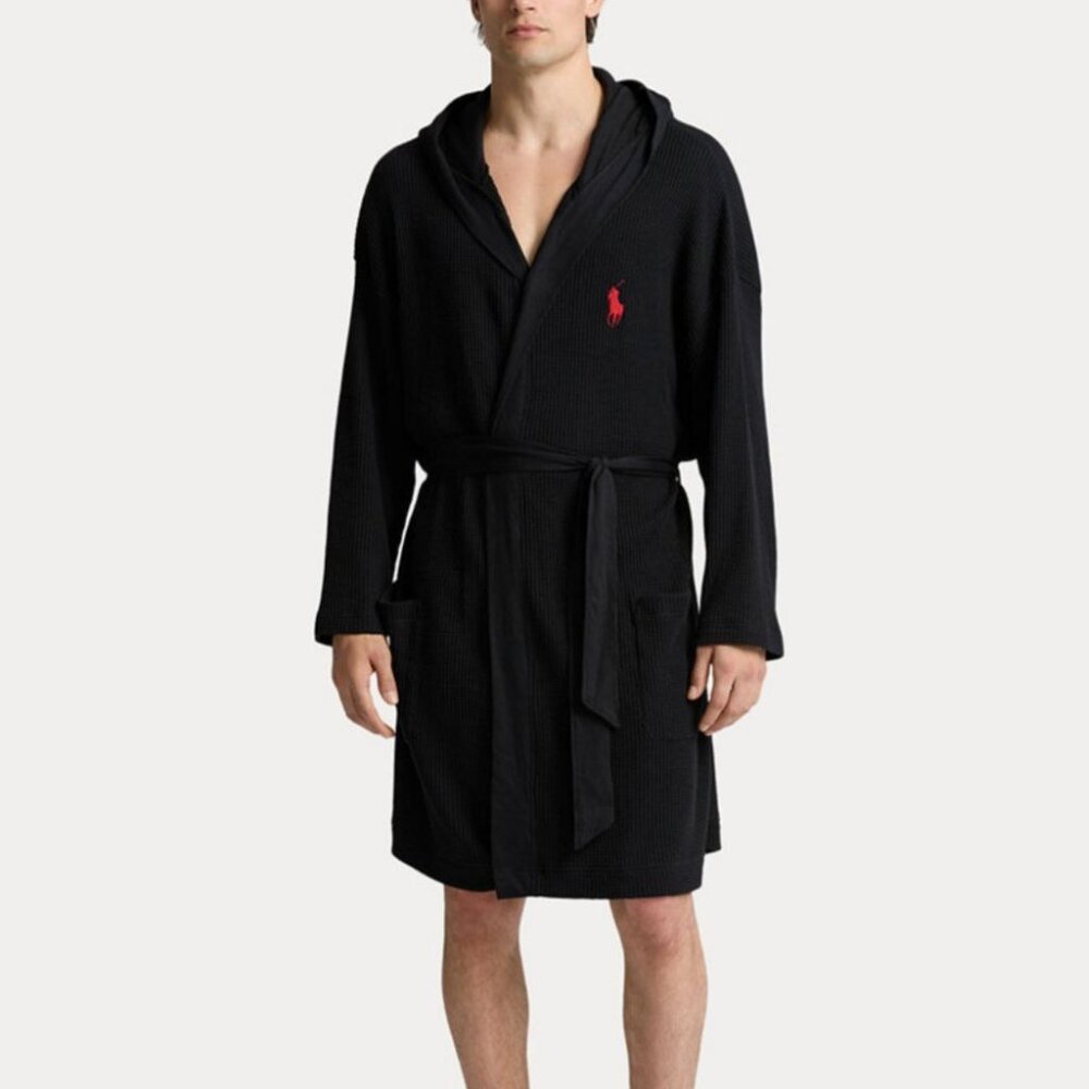 $95 Polo Ralph Lauren Men's Thermal Robe Without Belt Black Size L/XL Return